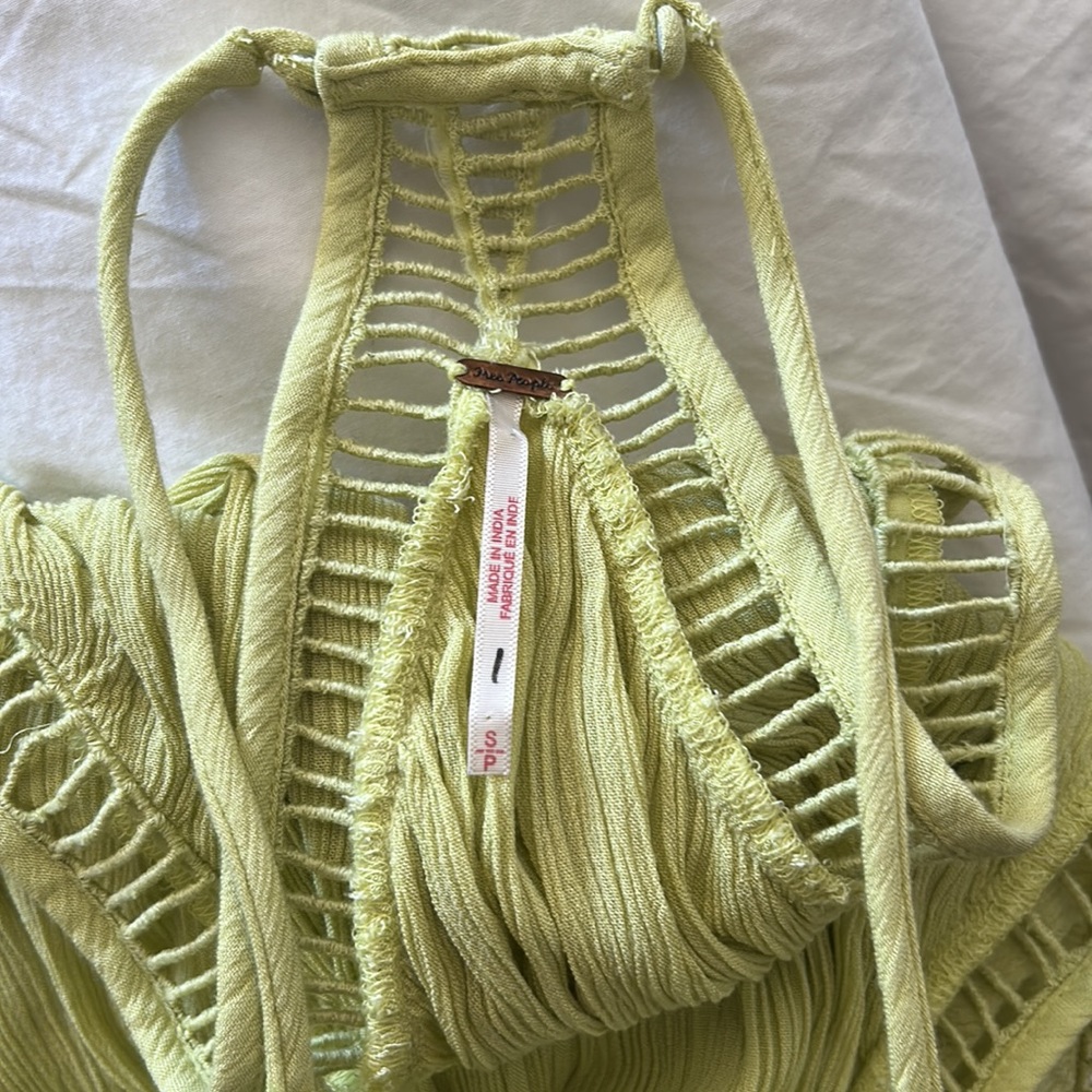 Free People Sky Full of Stars Lime Green Lace Halter Swing Dress Tunic Top - Picture 11 of 11
